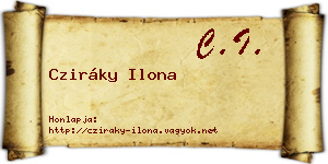 Cziráky Ilona névjegykártya